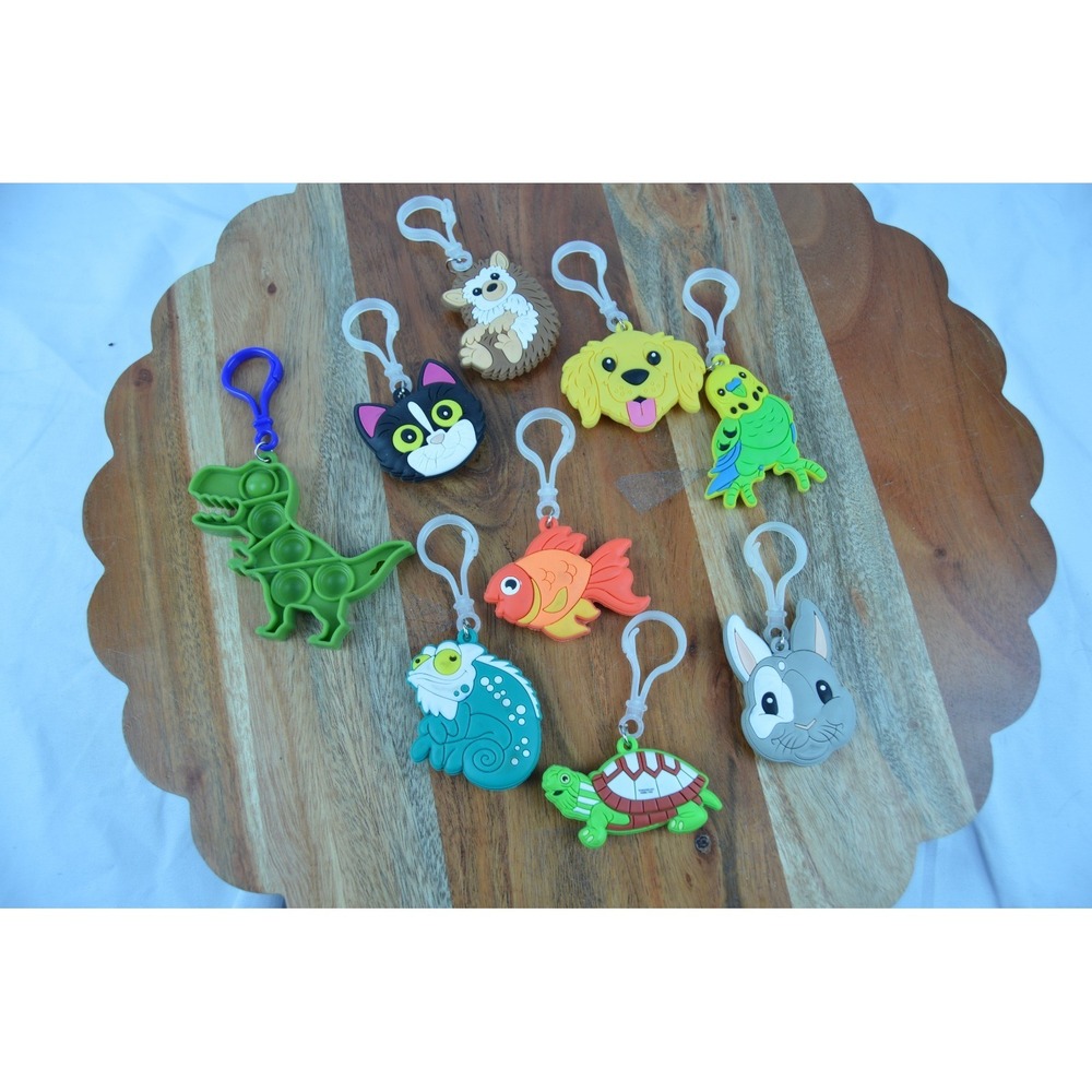 Fun Express Zoo Animal Backpack Clip Keychains - 9 Pc